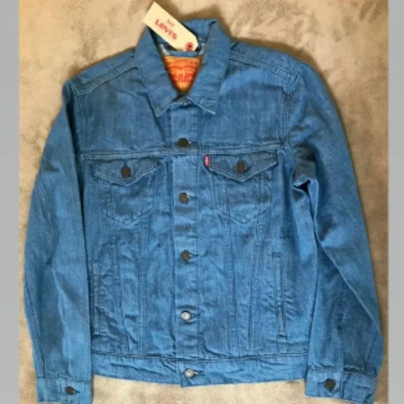 Levi's Trucker Denim Jacket in Blue "Linen" like look size M NWT - Picture 2 of 6